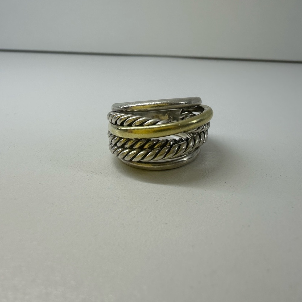 David Yurman Silver and Gold Cable Ring
